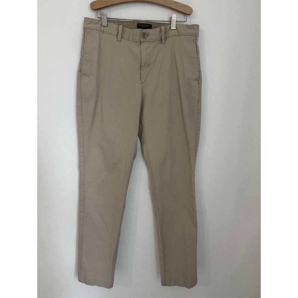 Banana Republic Pants Men 33x 32 Beige Aiden Chino Flat Front Classiccore Preppy